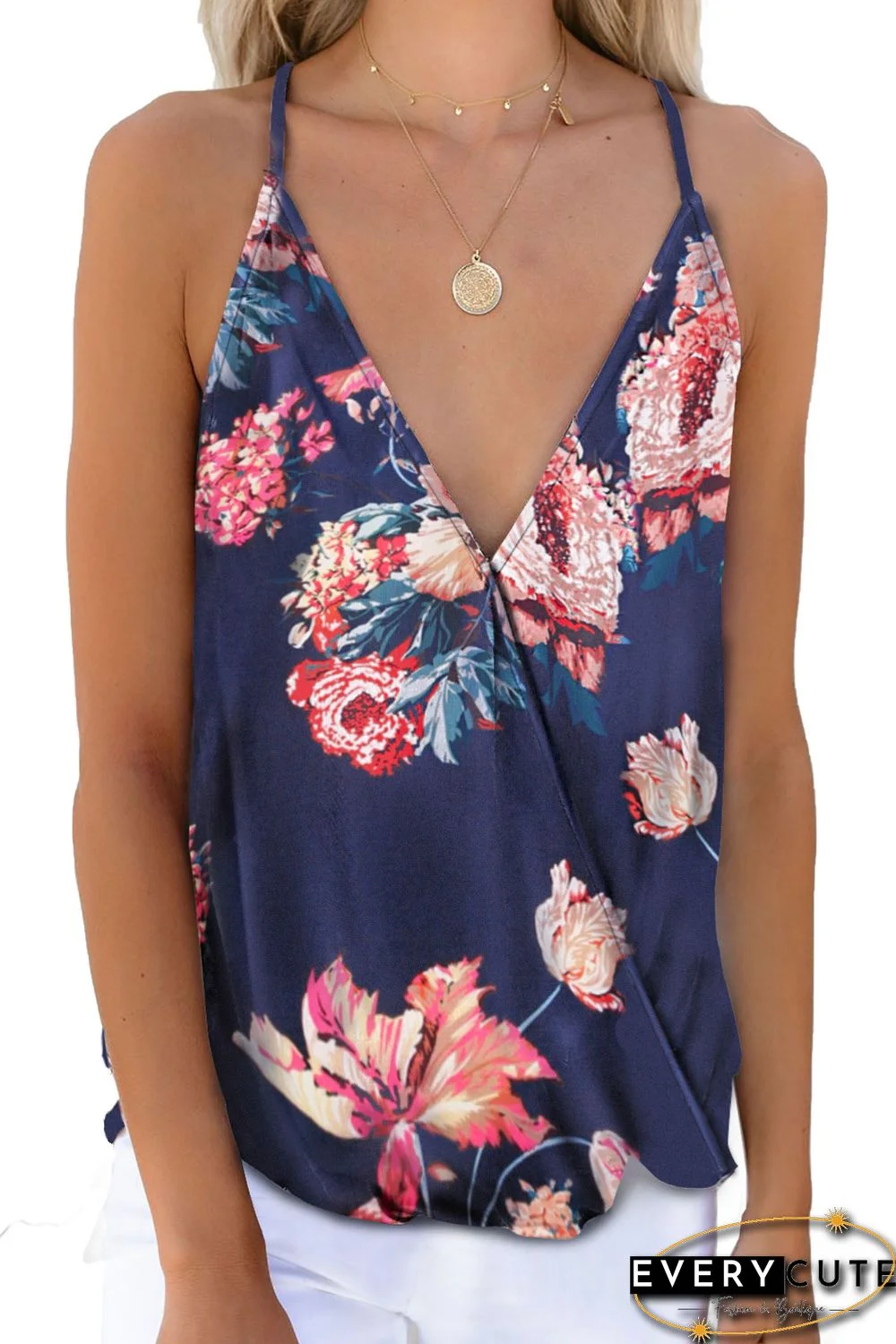 Blue Floral Drape Tank