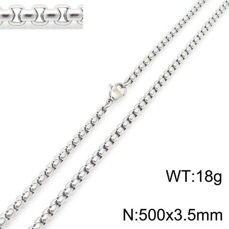 Fashion Classics Square Pearl Chain Men’s And Women’s Titanium Steel Necklace