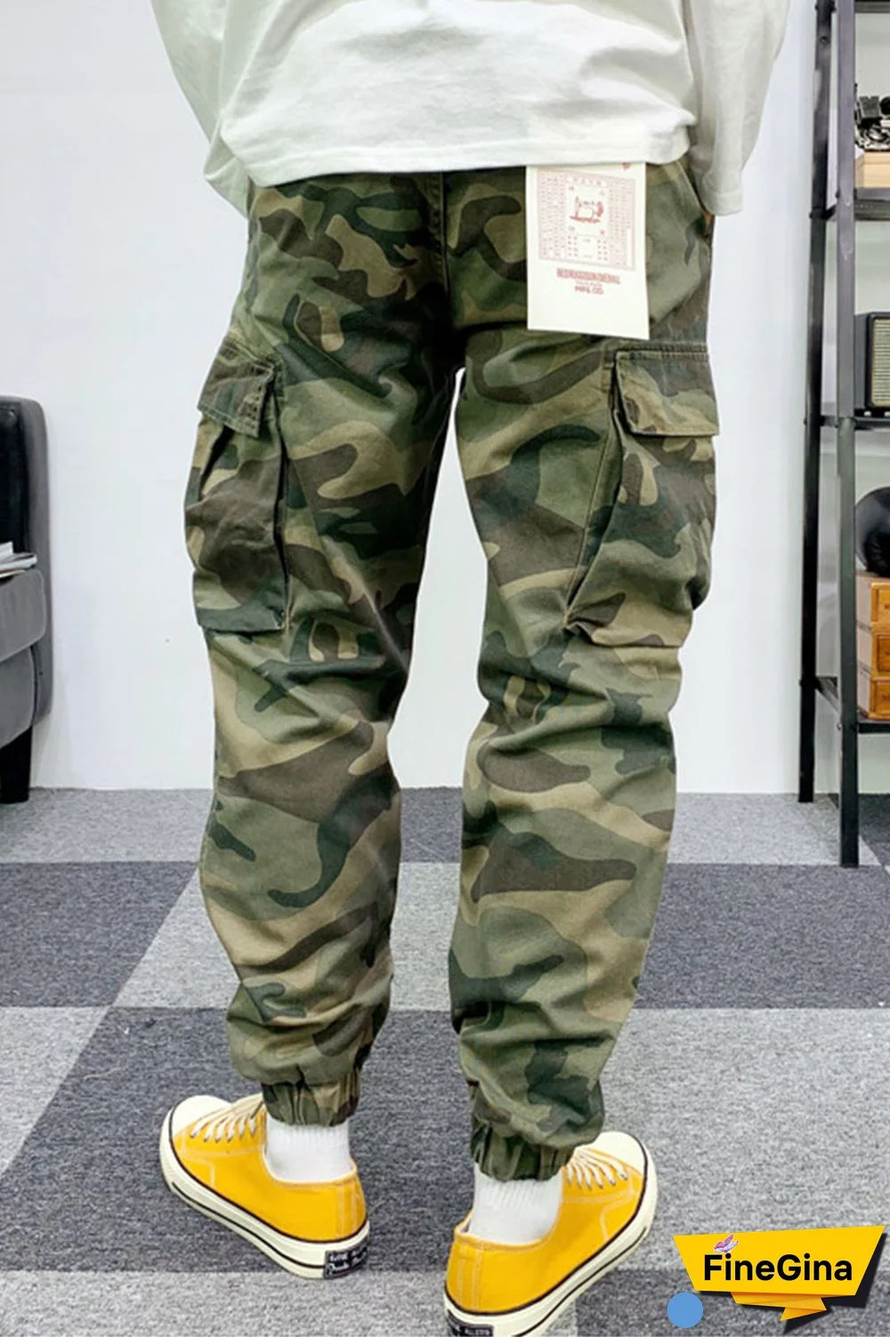 Camouflage Casual Street Camouflage Print Patchwork High Waist Pencil Full Print Pants