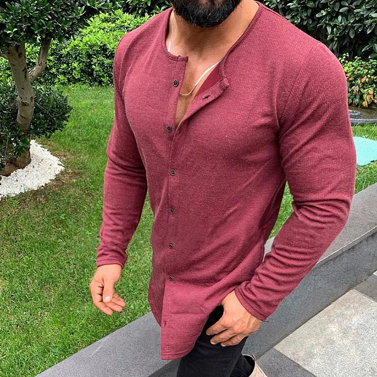 BrosWear Solid Color Long Sleeve Shirt