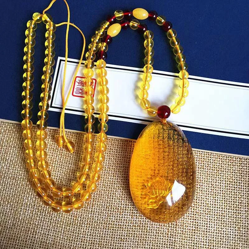 FengShui Citrine Jade Dragon Blessing Necklace