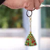 (US Local)6PCS  Christmas DIY Diamond Painting Keychain Diamond Art Kits Keyrings