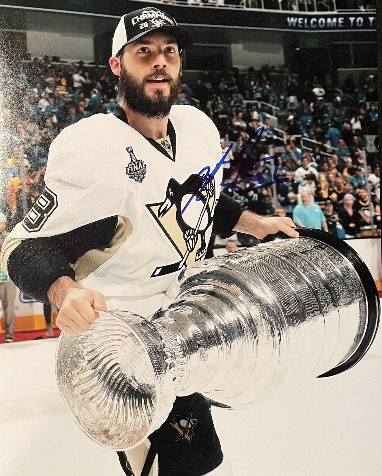 Kris Letang Signed 8x10 Stanley Cup Photo Poster painting Pittsburgh Penguins