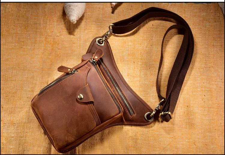 Men's bag retro crazy horse leather men's horizontal shoulder messenger bag