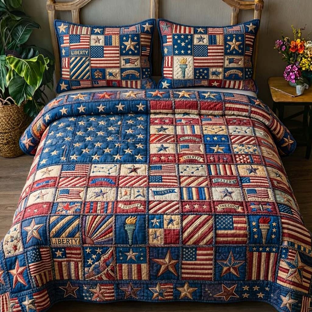 Patriotic Patchwork 3-Piece Quilted Bedding Set GFTOTG3463
