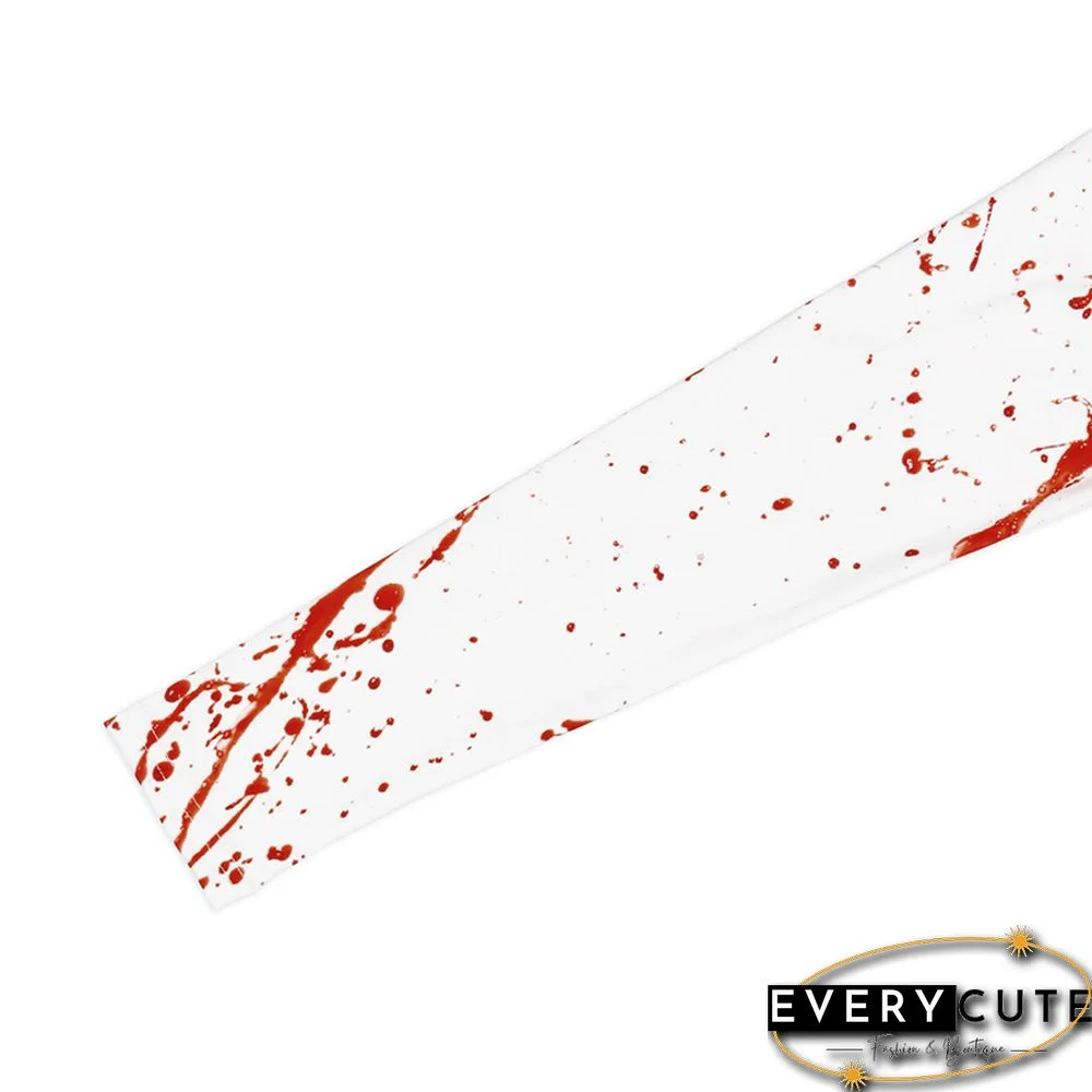 Women Halloween Dress Sexy Bloody Print Long Sleeve Mini Bodycon Dress Emo Girl Gothic Clothes Holiday Party Dresses
