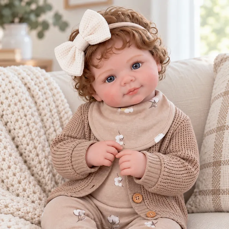 [Pre-Order] Bellory 17&rdquo; Vinyl Reborn Girl Doll &ndash; Hand-Rooted Hair, Brown Eyes & Brown Romper
