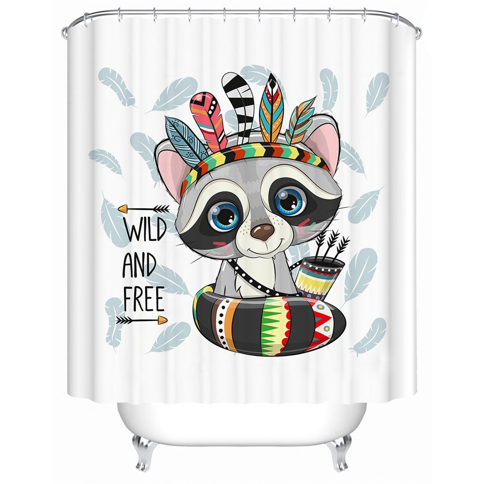 

Raccoon - Print Shower Curtain, 180*200cm, 501 Original
