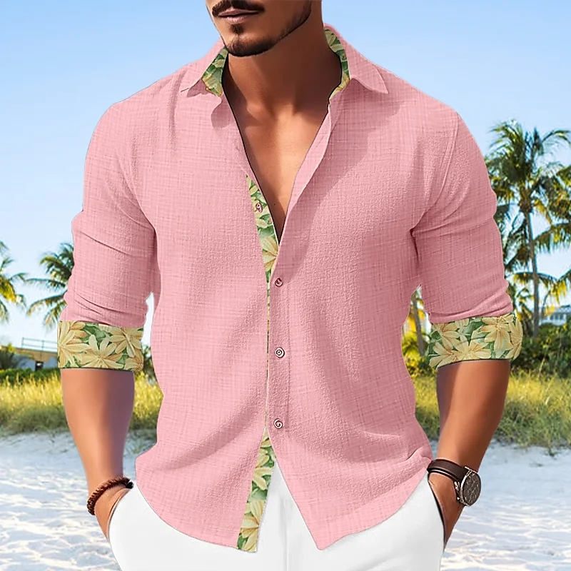Suitmens Hawaiian sun protection breathable long sleeve shirt