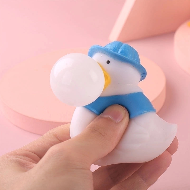 New Decompression Small Yellow Duck Spit Bubble Compressible Extrusion Vent Pvc Toy