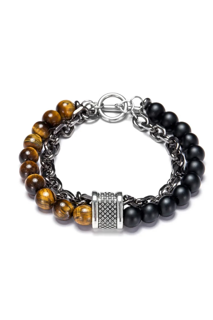 Tiboyz Natural Unique Men's Beaded Titanium Steel Bracelet