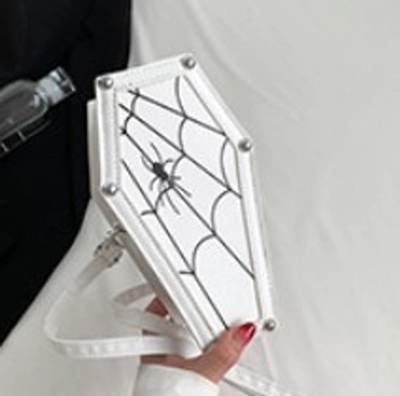 Halloween Women’s Small Pu Leather Spider Web Skull Basic Sewing Thread Zipper Shoulder Bag Crossbody Bag