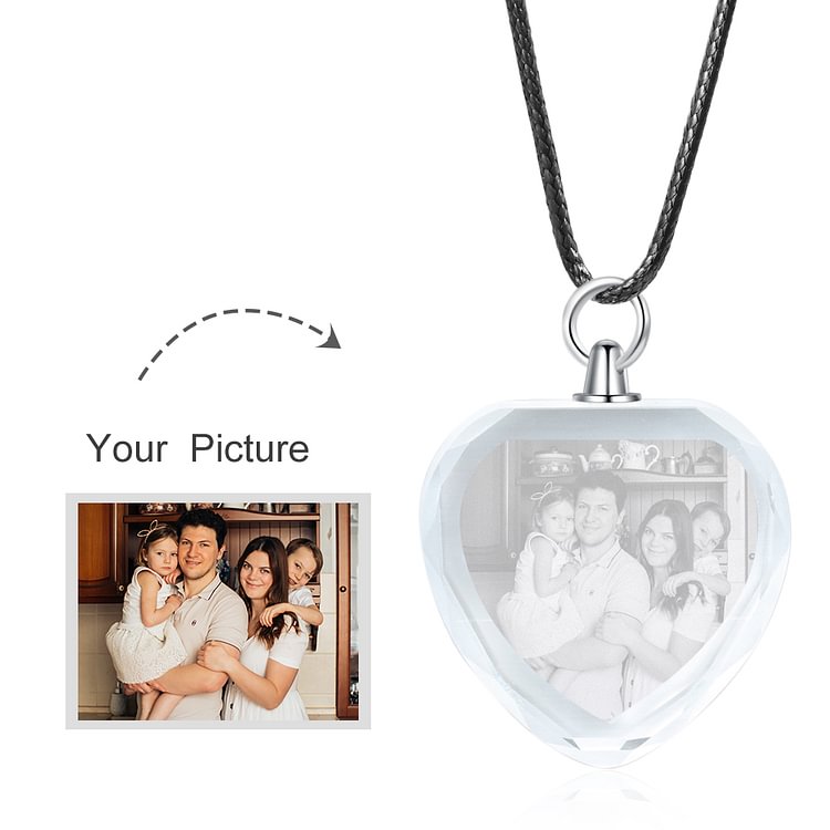 Crystal Picture Necklace Personalized Heart Picture Necklace, Custom Necklace with Picture