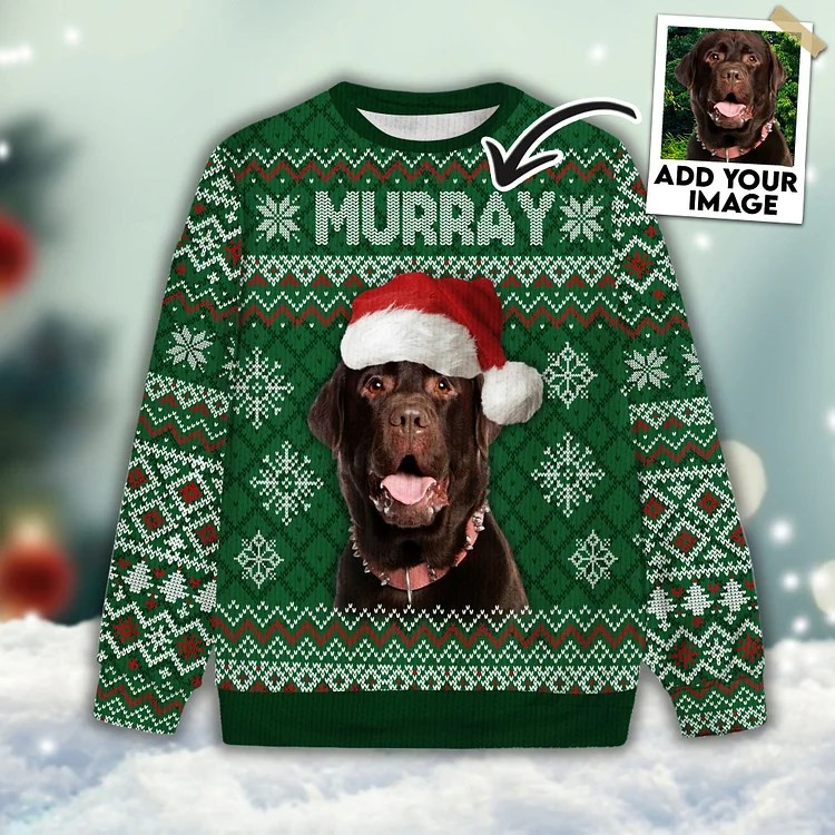 Custom Pet Unisex Sweater All Over Print Funny Christmas Pattern Bottle Green Color