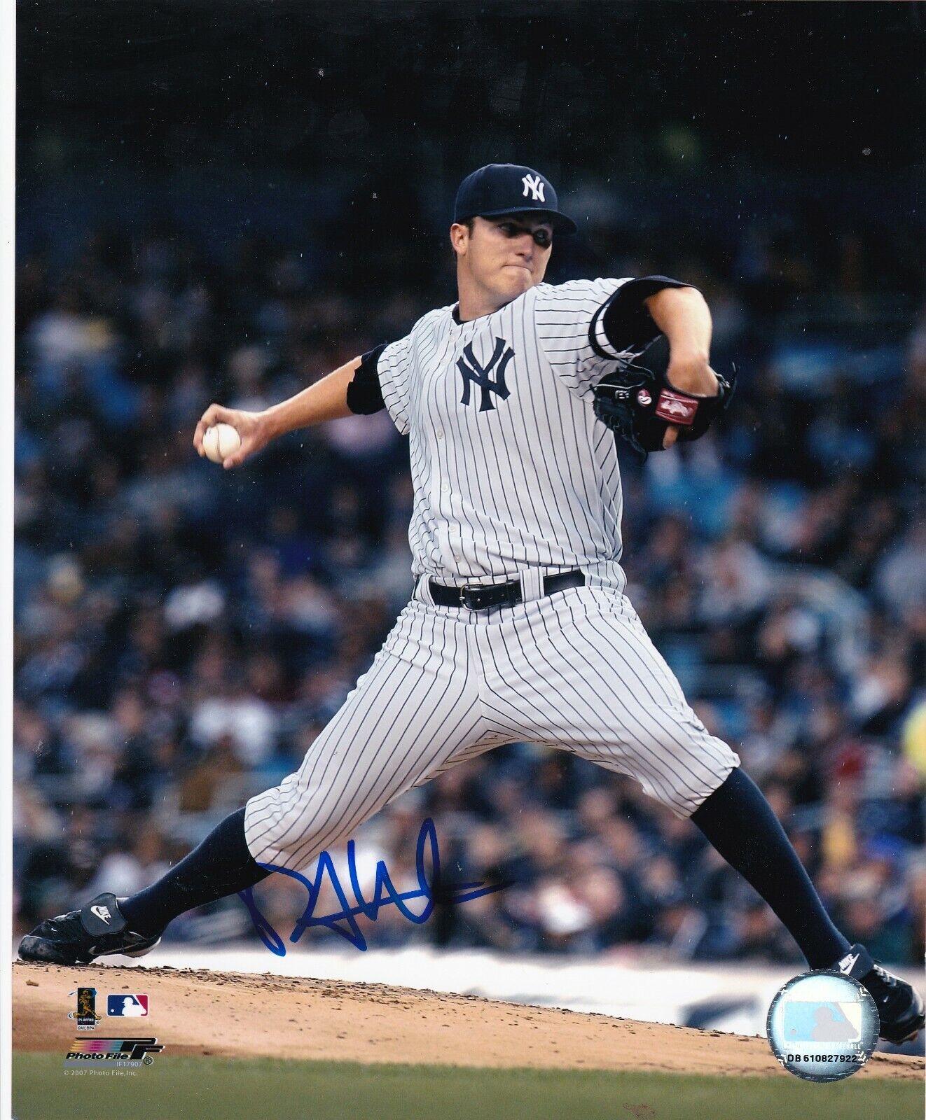 PHIL HUGHES NEW YORK YANKEES ACTION SIGNED 8x10