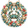 (Ocean Animanls Wreath)DIY Diamond Painting Acrylic Hanging Ornament, Double-Sided Printed Door Decoration,Pearl & Special Shaped Drill Art Home Decor