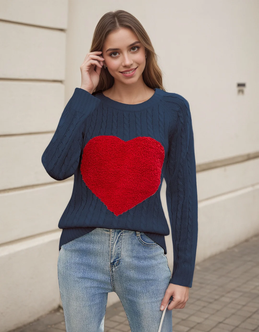Athvotar Athvotar And Winter New Valentine's Day Knitted Shirt Collar Collar Love Velvet Sweater Woman