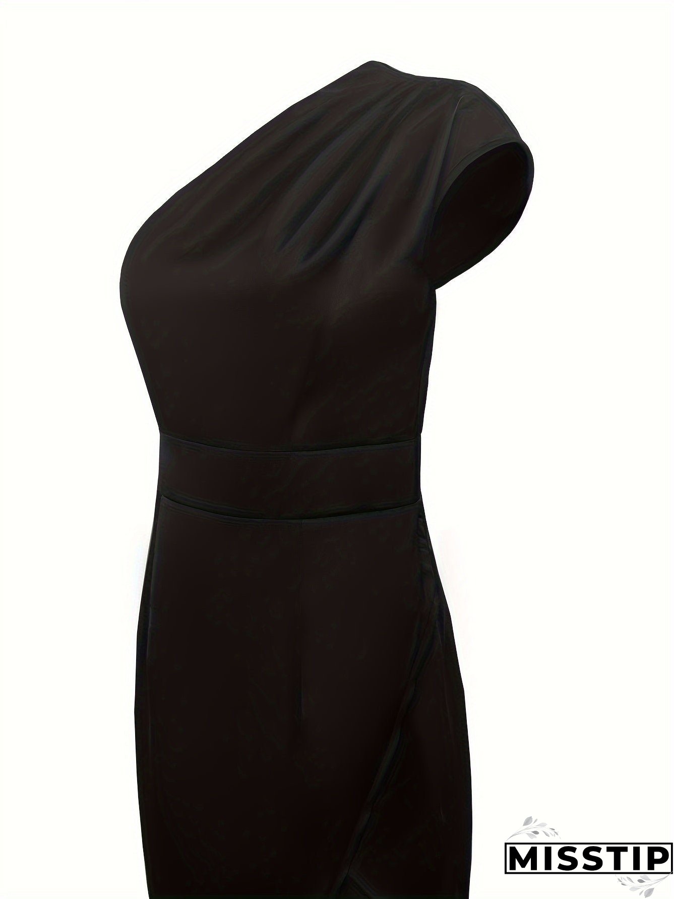 Split One Shoulder Solid Dress, Elegant Sleeveless Dress For Party & Banquet, Women's Clothing