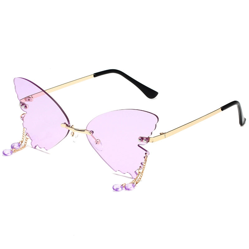 IG Style Hip-Hop Solid Color Pc Butterfly Frame Frameless Women’s Sunglasses