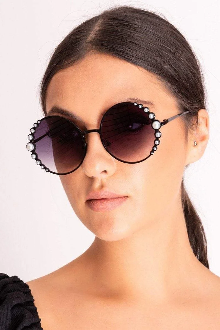 Jade Black Pearl Detail Sunglasses Katch Me