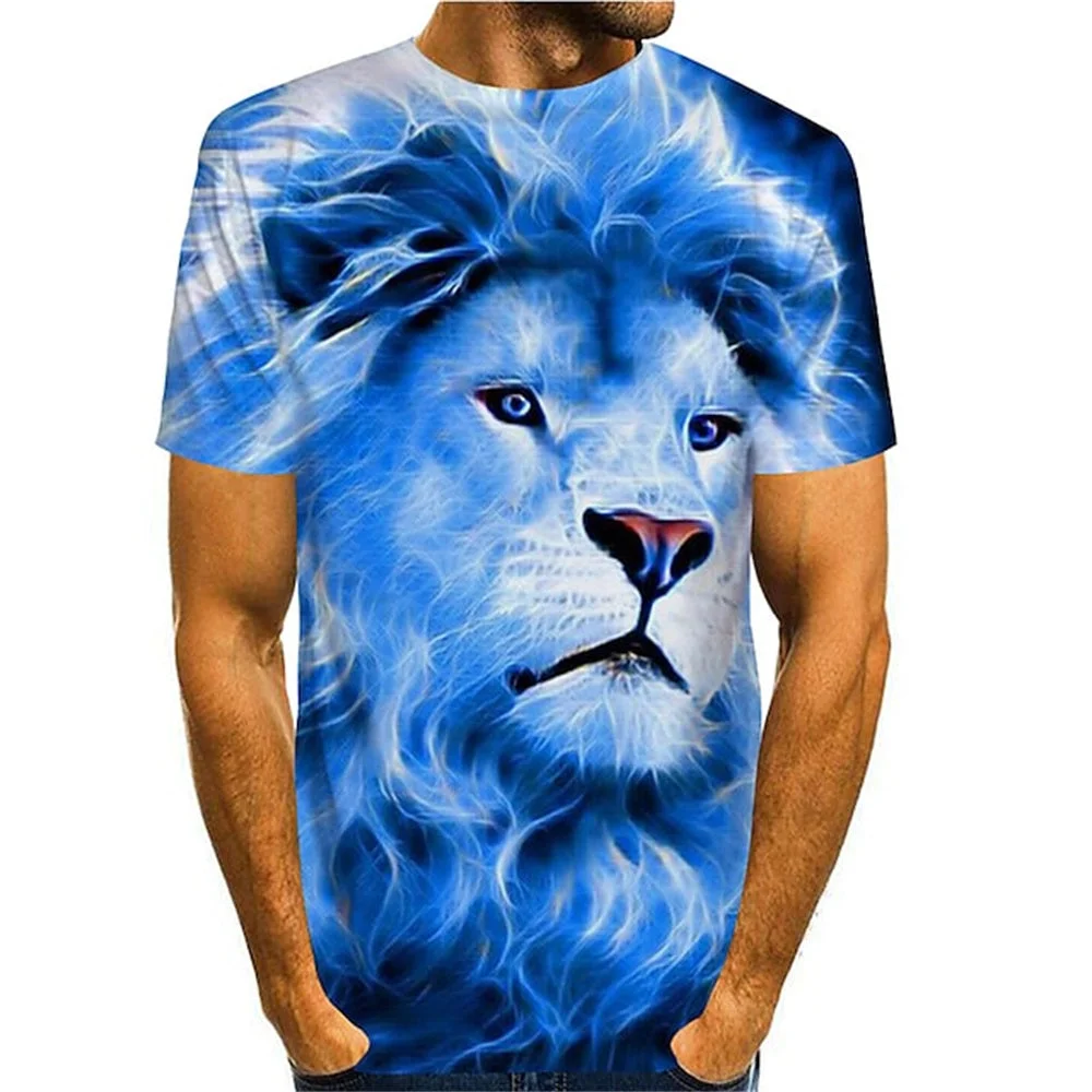 3D Graphic Short Sleeve Shirts Lion