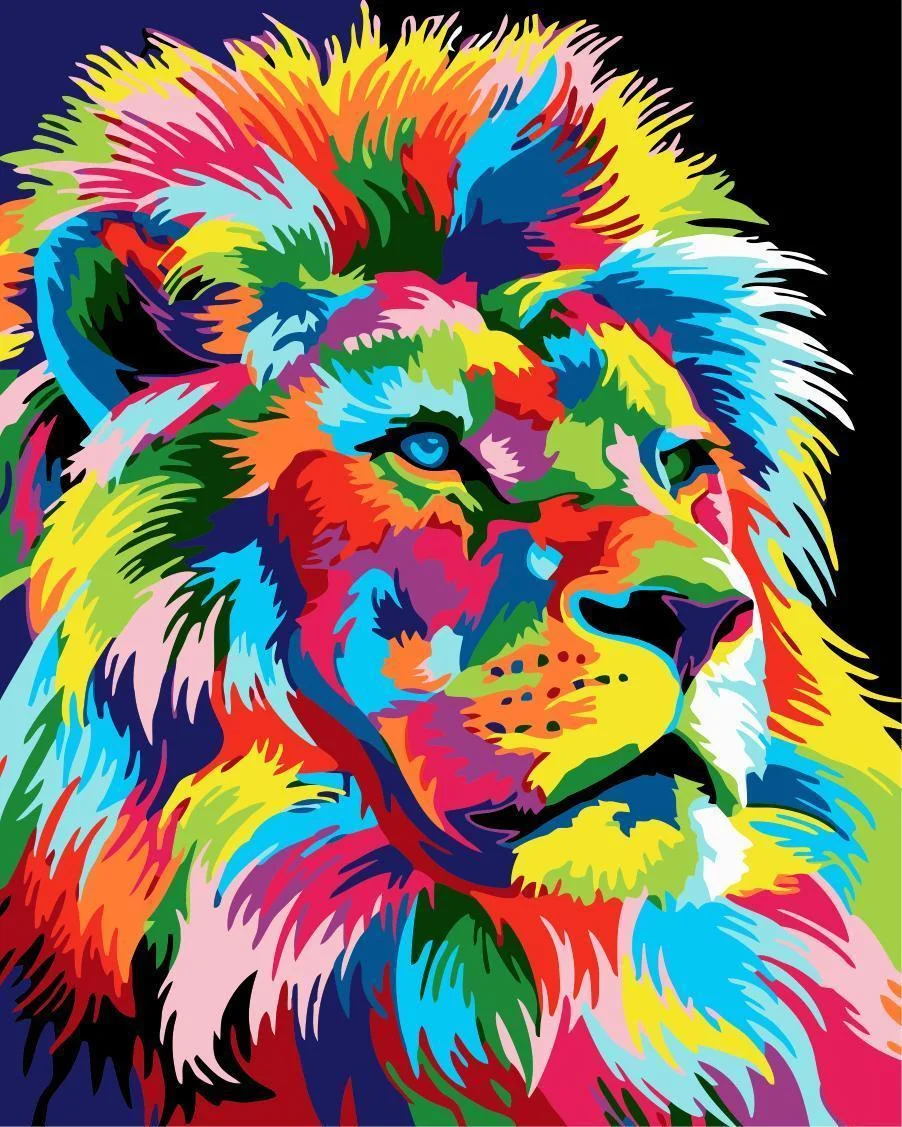 Animal Lion Paint By Numbers Kits UK For Adult HQD1242