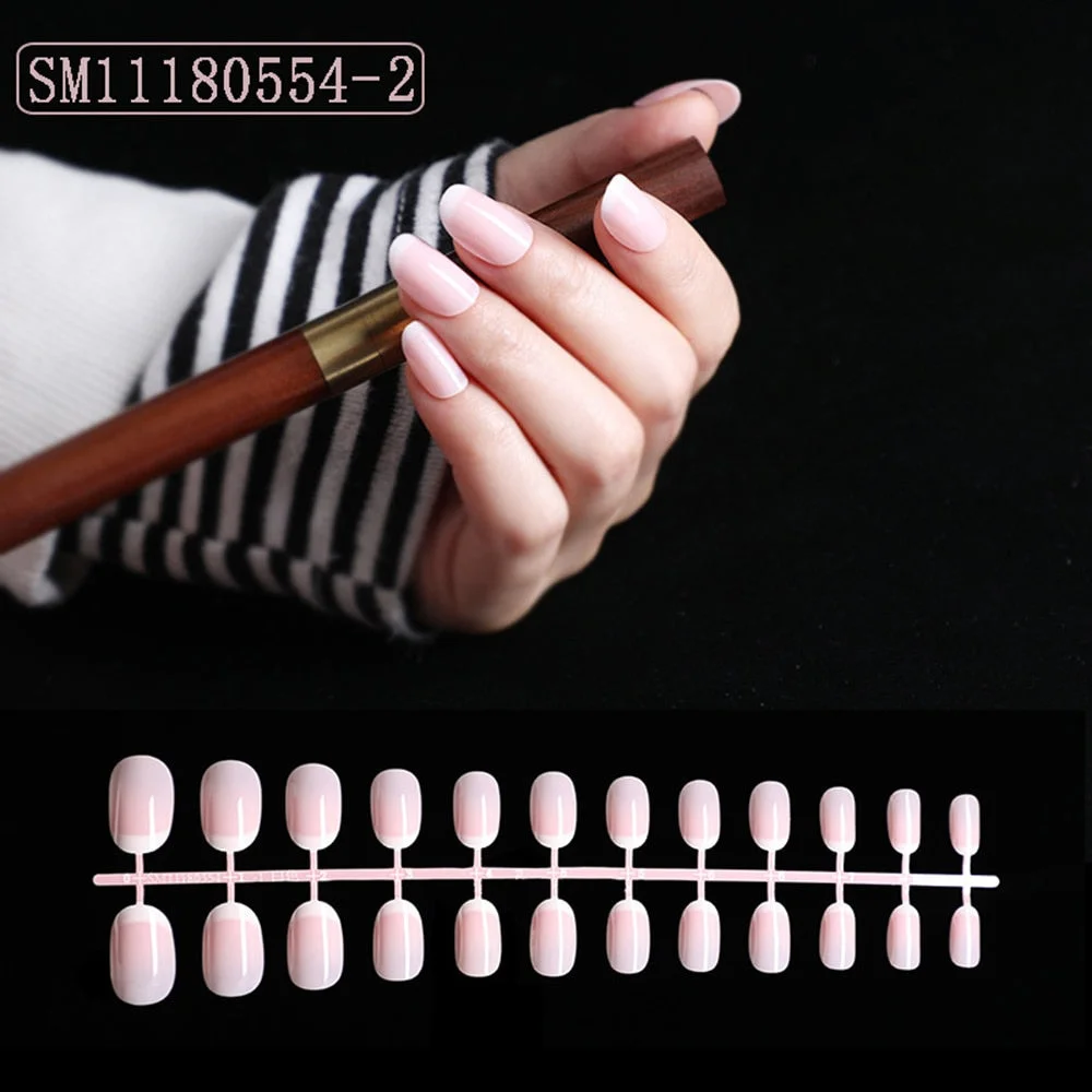 1set/24pcs French Fake Nails Matte /UV False Nail Detachable tips Nail Extension Manicure Art Press On Fake False Nails Beauty-Nail Inspo