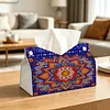 DIY Diamond Art Tissue Box Holder Mandala PU Leather Diamond Art Desktop Organizer Resin Rhinestone Storage Organizers Gem Art Home Office Decor Craft Gift