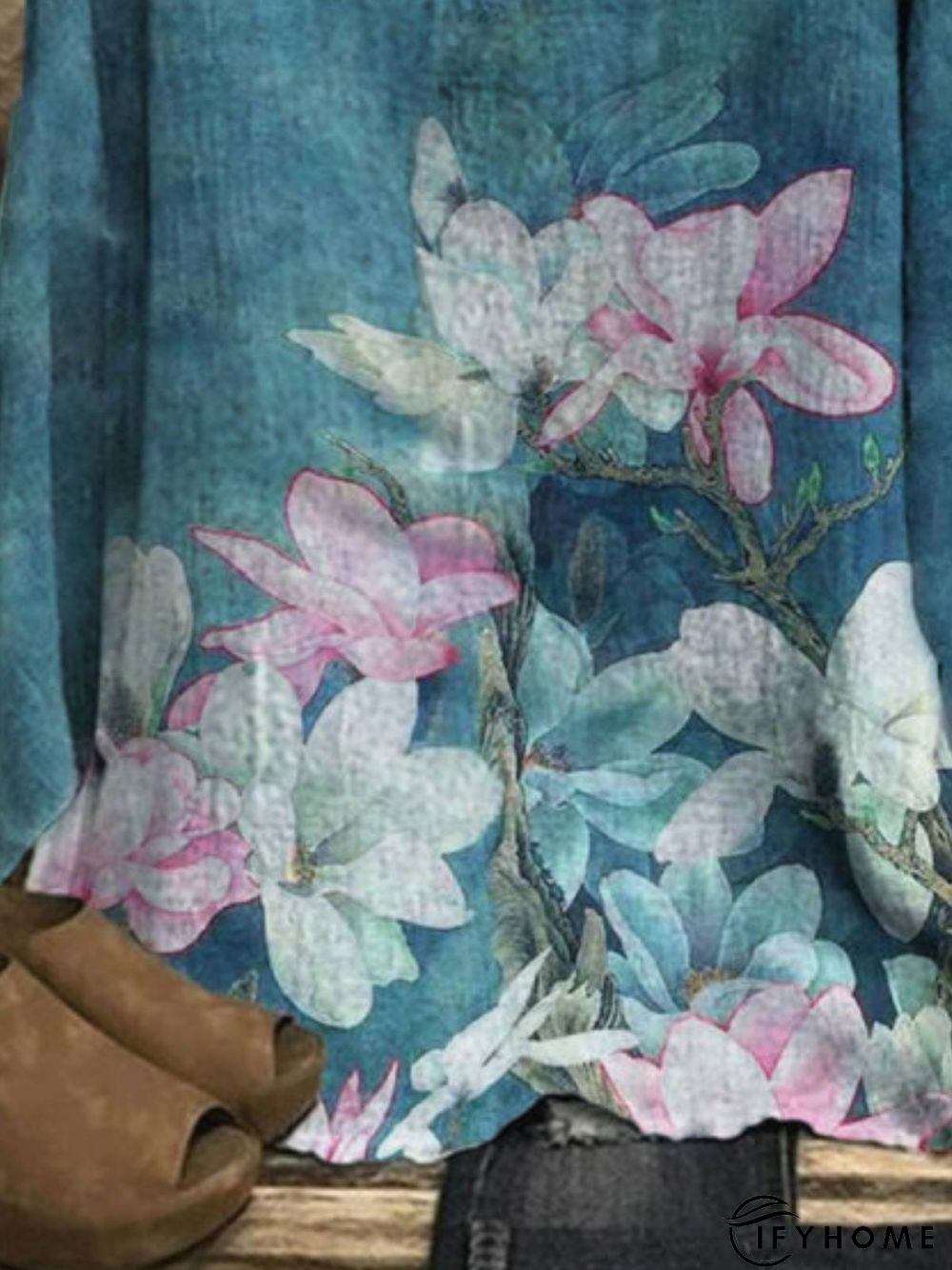 Casual Printed Long Sleeve Round Neck Top | IFYHOME