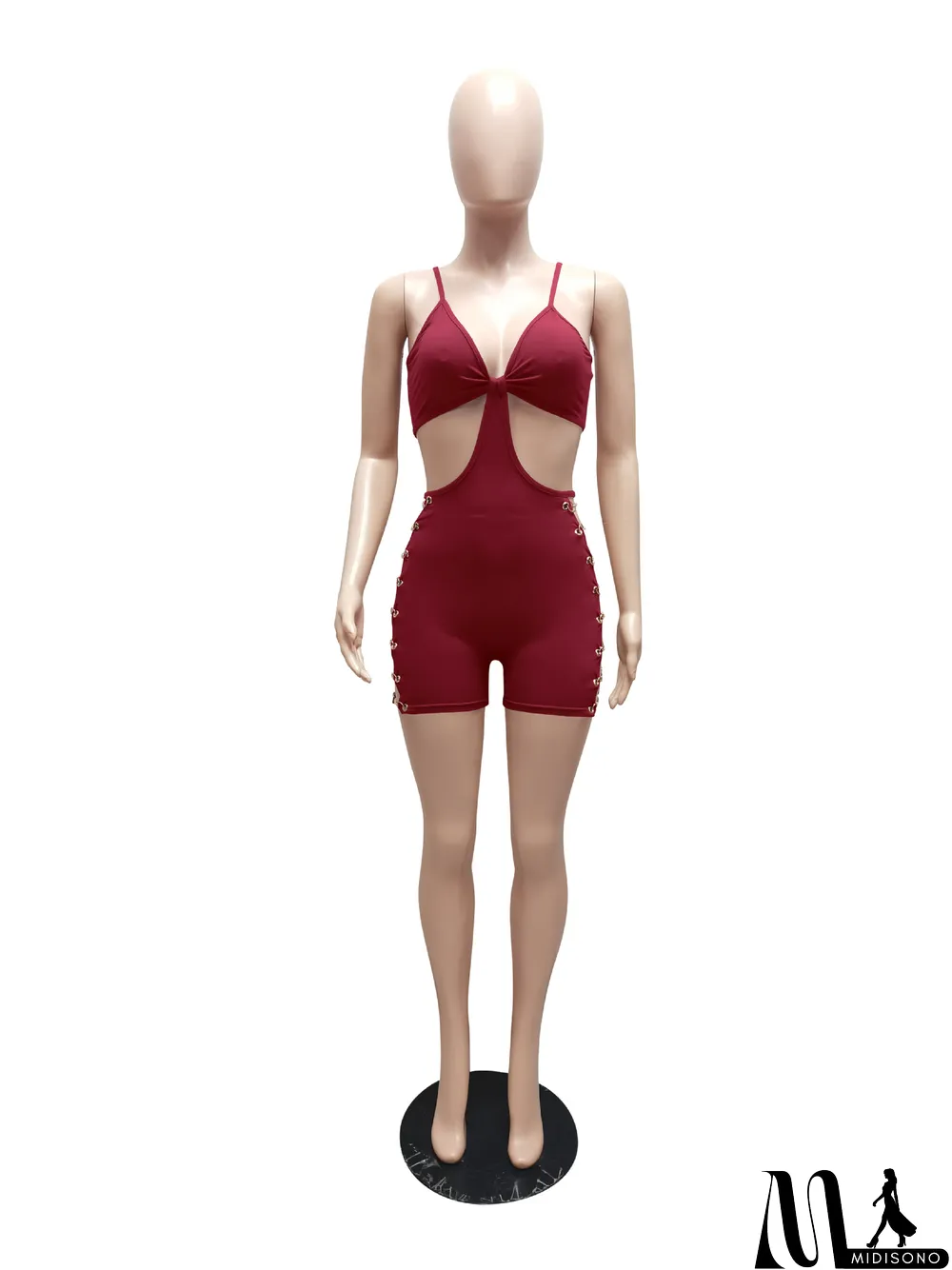 MidiSono - Sleeveless Chain Wrap Hip Slim Sexy Jumpsuit