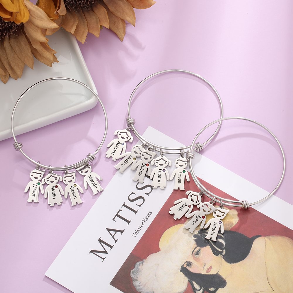 Bracelet Femme Ouvert Plaqué Or - Avec Pierre De Naissance, Ajustable 16-21cm