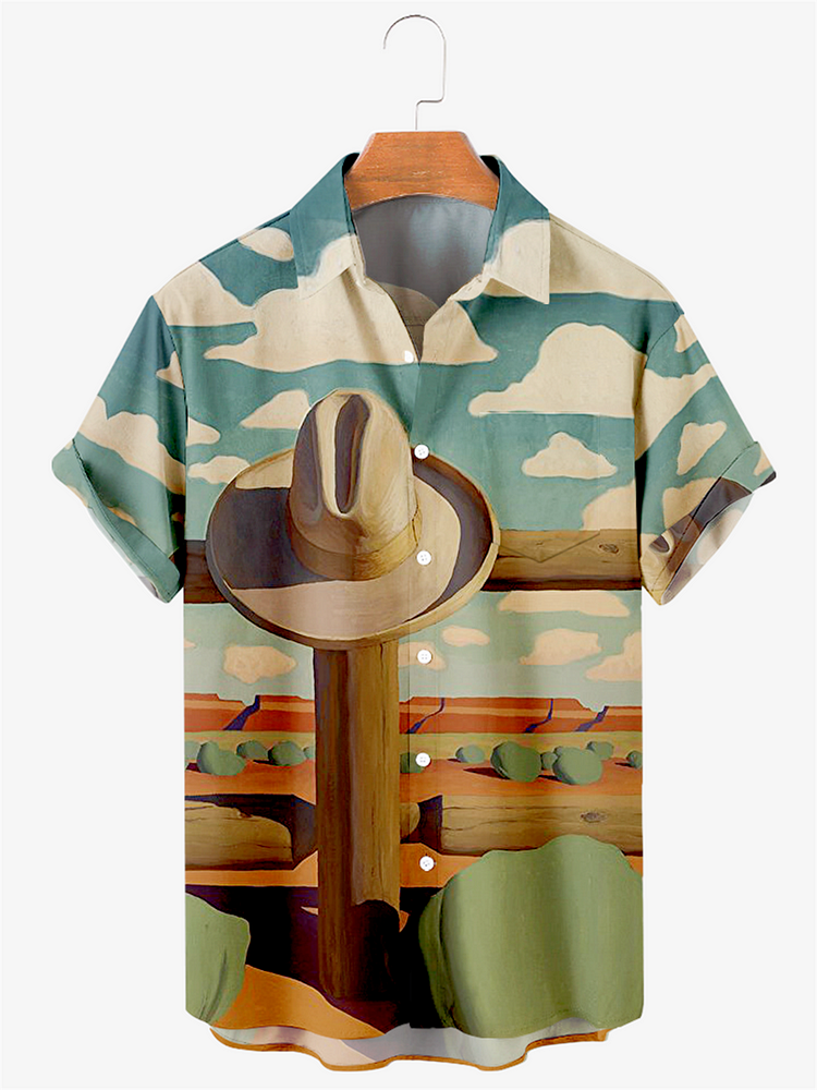 Plants Printed Shirt Collar Shirts & Tops