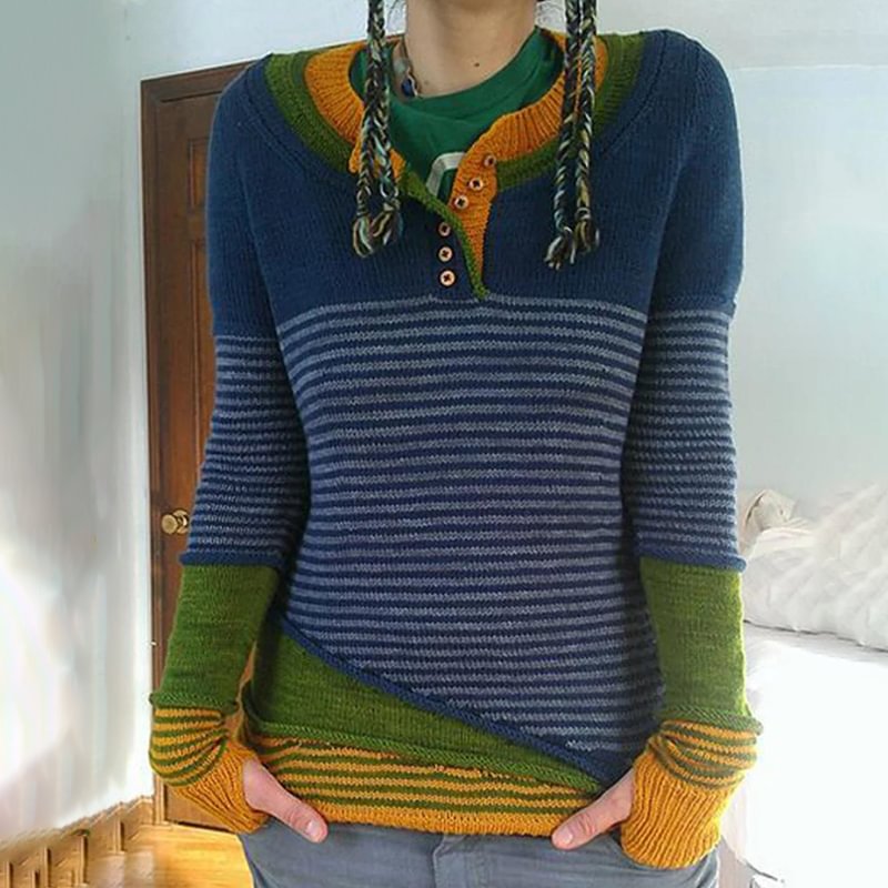 Vintage Striped Long Sleeve Sweater