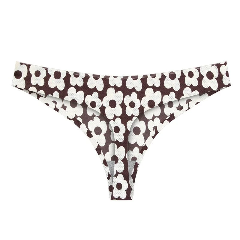 Meet'r Women Sexy Flowers Lingerie Temptation Low-waist Panties Thong Sameless Breathable Underwear Female G String Intimates