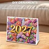 Diamond Art Painting 2027 Desk Calendar Non-Fading DIY Diamond Painting Calendar Ornament Multi Purpose DIY Resin Paintings Desks Kit for Office Home Interior Decoration (flowers)