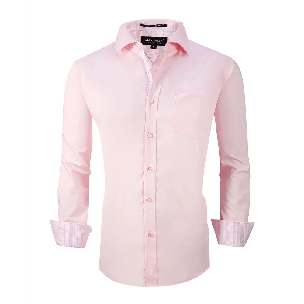 Wrinkle Free Bamboo Button Down Shirt Pink - Alex Vando