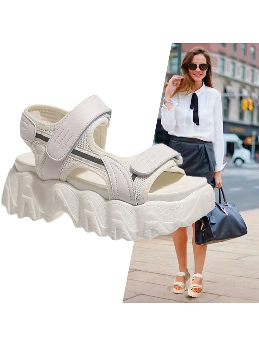 Fujin 6CM Gladiator Platform Women's Sandals 2021 Summer Fashion Women Chunky Beach Sandal Denim Comfortable Sandalias Mujer