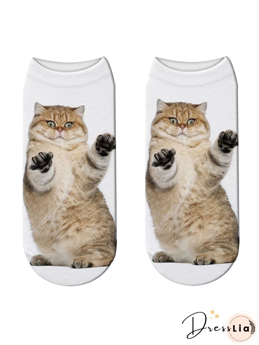 Cotton Knit Cat Pattern Socks