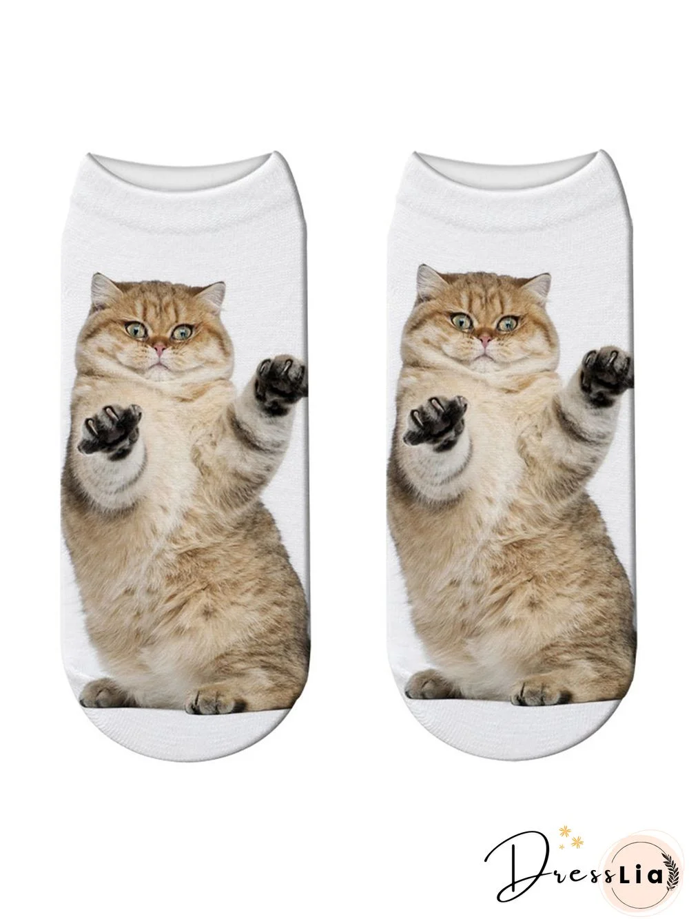Cotton Knit Cat Pattern Socks