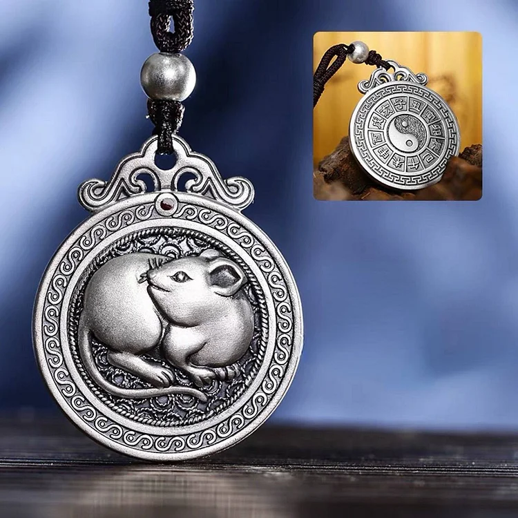 Sterling Silver Zodiac Amulet Auspicious Pendant Necklace