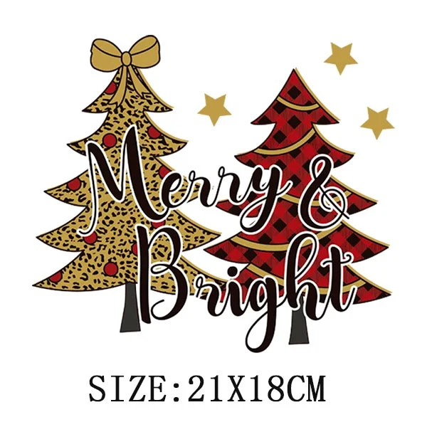Beautiful Christmas Gift Thermal Sticker On Clothes DIY T-shirt Washable Iron On Patch For Clothing Christmas Design Patch Decor