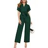 Women's Short Sleeve V Neck Elegant Jumpsuit