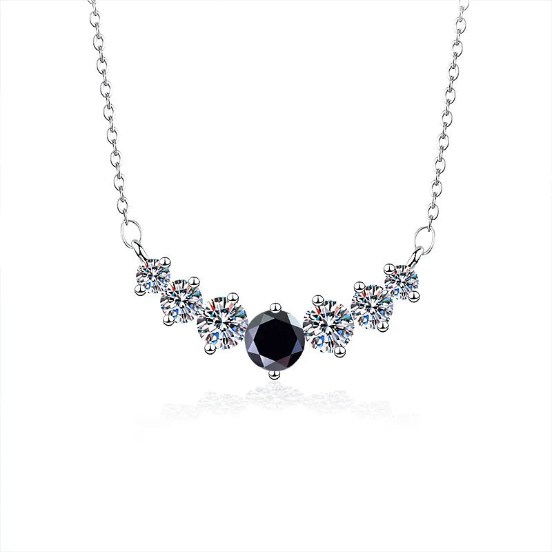 2.8 Karat VVS1-VVS2 925 Sterling Silver Moissanite None Inlay Round GRA Certificate Pendant Necklace