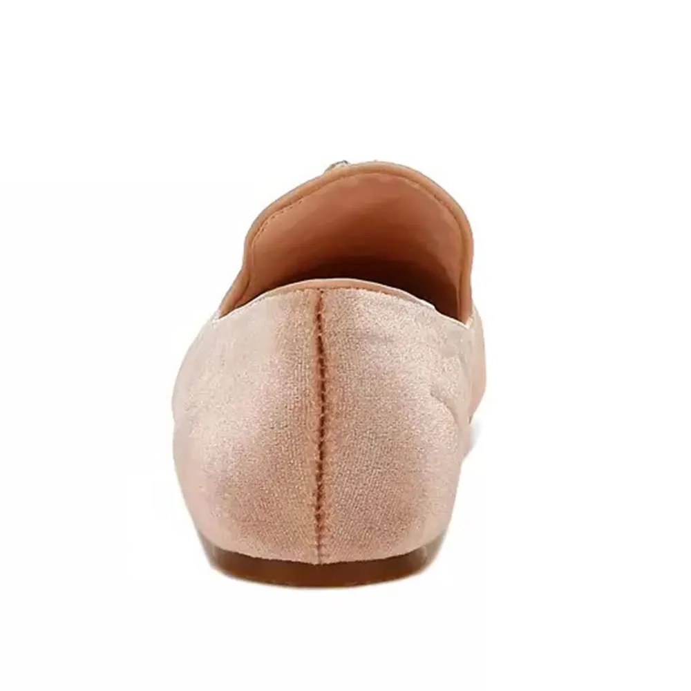 Brown Velvet Tassel Accent Casual Flat Women's Loafers By YDN