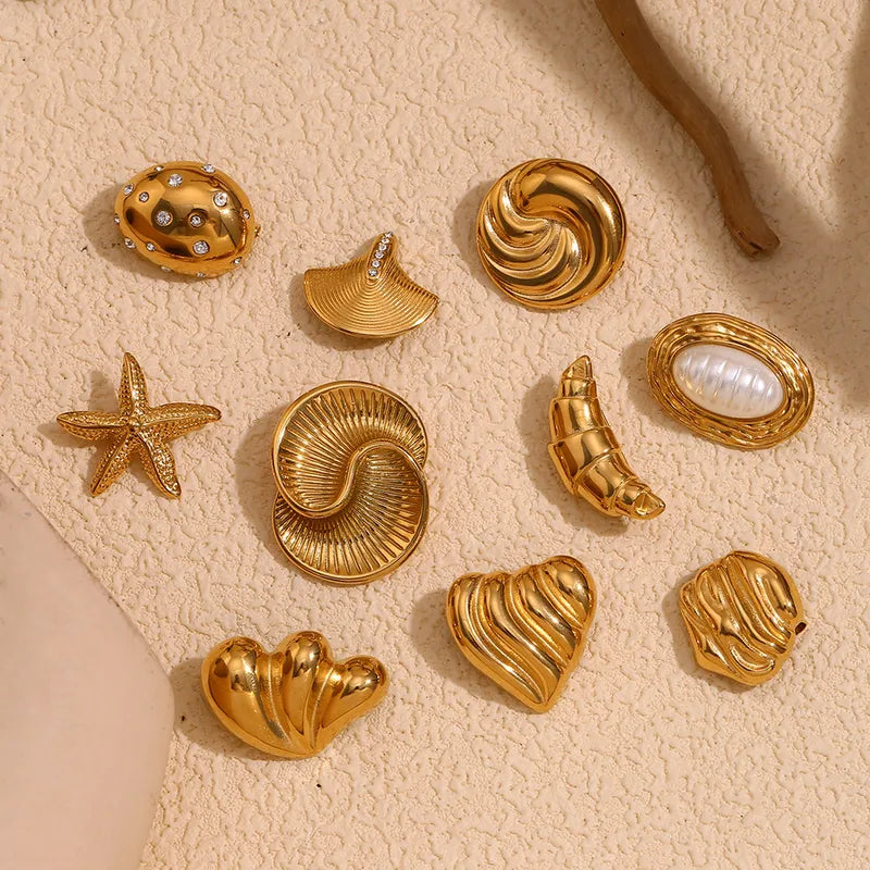 IG Style Pin Starfish Heart Shape Solid Color 304 Stainless Steel Inlay Pearl Zircon Women’s Brooches 1 Piece