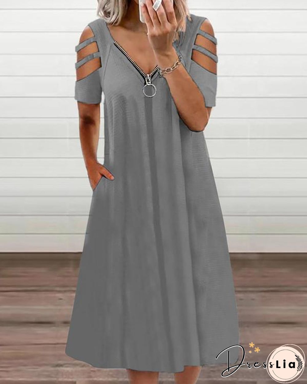 Women's Off-the-shoulder Zipper Dress