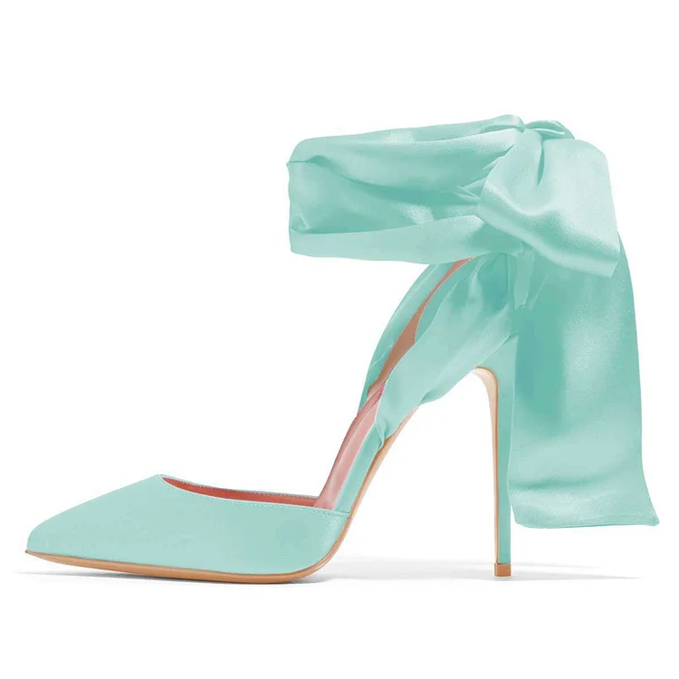 Green Strappy Pointed Toe High Heels by VDCOO Vdcoo