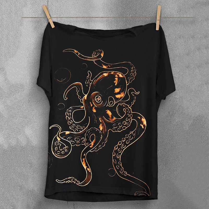 Men's Dark Art Octopus Art Print Comfortable T-shirt