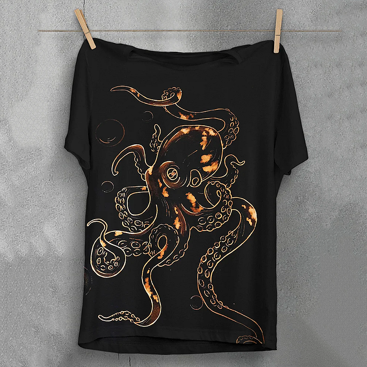 Men's Dark Art Octopus Art Print Comfortable T-shirt