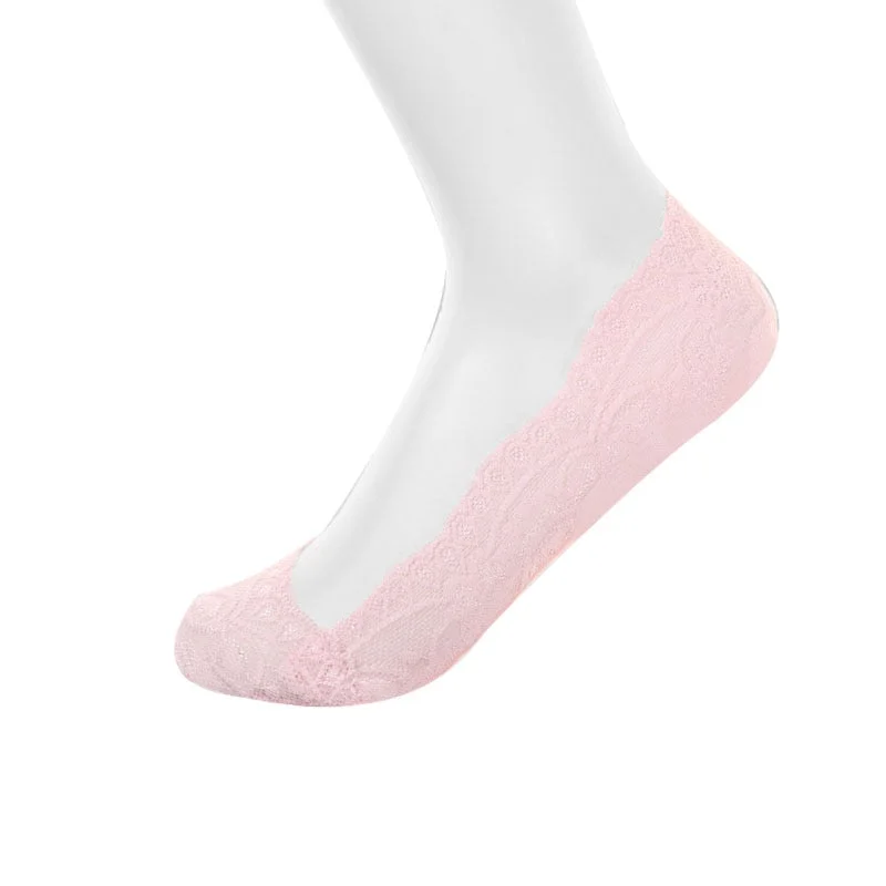 Summer women girl Silica Gel Lace Boat Socks Invisible Cotton Sole Non-slip Antiskid Slippers Anti-Slip Sock 3pair=6pcs